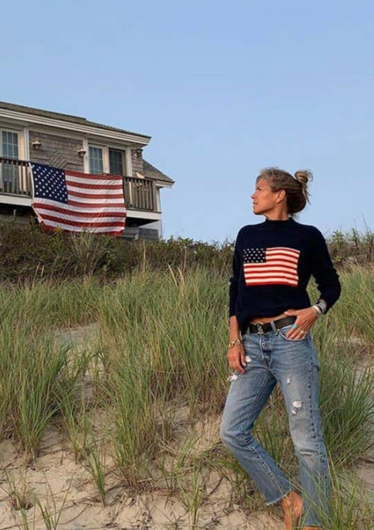 LUXE American Flag Sweater 100% Cashmere