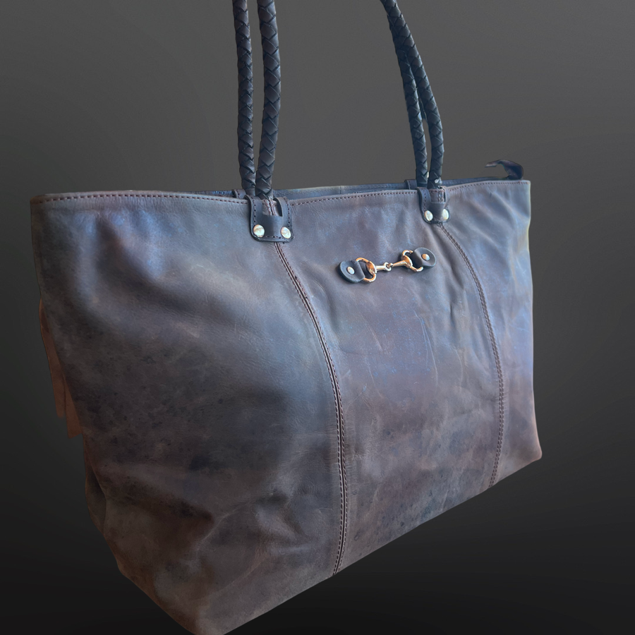 Equestrian Snaffle Bit Newmarket Leather Tote Bag Purse