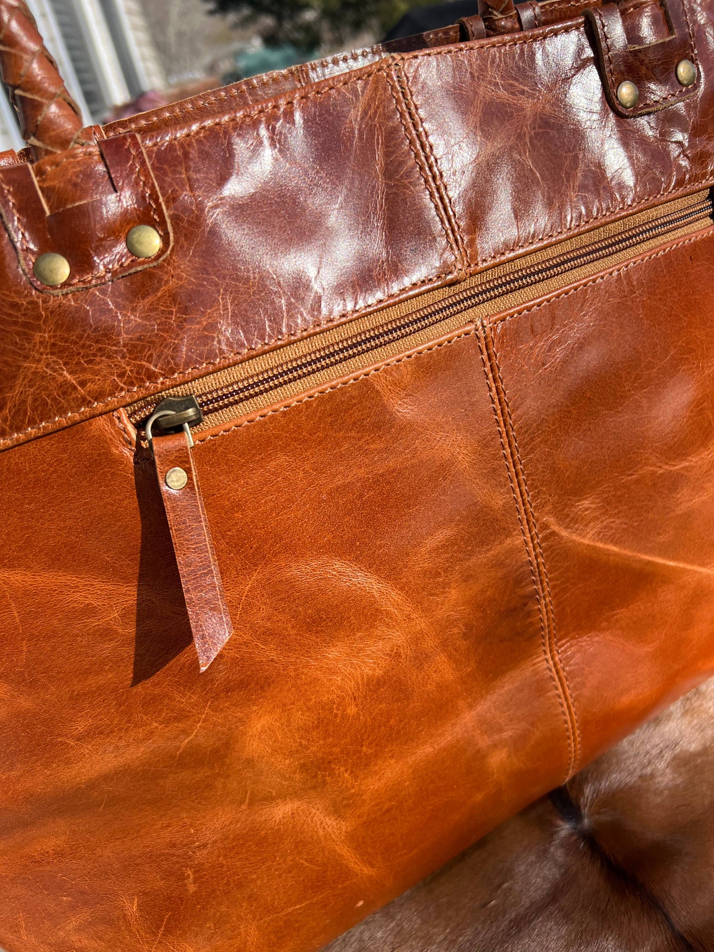 Equestrian Snaffle Bit Newmarket Leather Tote Bag Purse